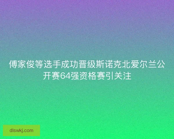 傅家俊等选手成功晋级斯诺克北爱尔兰公开赛64强资格赛引关注