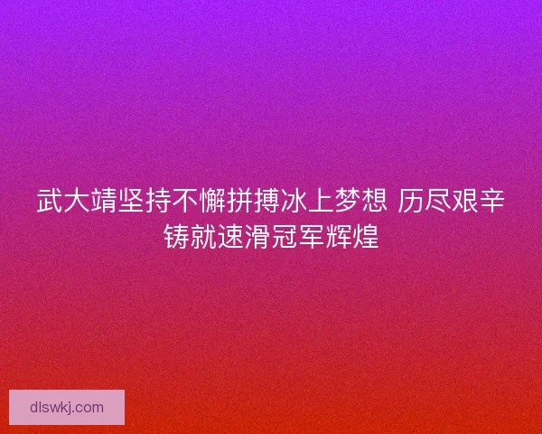 武大靖坚持不懈拼搏冰上梦想 历尽艰辛铸就速滑冠军辉煌